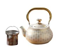 perfk Bollitore per tè in acciaio inox con bocca grande, brocca per bevande a prova di perdite, bollitore per acqua da 2 litri, teiera per ristorante,