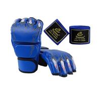 perfk Boxing Guanti Dita Palmo Aperto Protezione Mano Leggeri Shock Pad Spessore 3cm Regolabili Adatti a Uomini Donne Fitness Sport, Blu