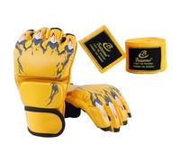 perfk Boxing Guanti Dita Palmo Aperto Protezione Mano Leggeri Shock Pad Spessore 3cm Regolabili Adatti a Uomini Donne Fitness Sport, Giallo