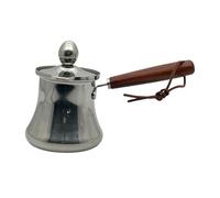 perfk Caffettiera turca in acciaio inox, pentola con coperchio e manico in legno, scaldalatte, scaldaburro per bar, casa, ristorante, 350 Ml