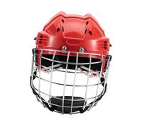 perfk Casco da Hockey su Ghiaccio, Casco da Rugby, Copricapo Imbottito Morbido ad Alte Prestazioni con griglia per Gioco, Allenamento in Strada, Adulti, Rosso, da 58 Cm a 68 Cm