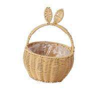 perfk Cestino Intrecciato con Orecchie di Coniglio, Decorazioni Pasquali per la Casa, Adorabile Cestino da Picnic, Decorativo Coniglio Pasquale, Cestino Grazioso per Bomboniere, Dolci e Fiori, Beige