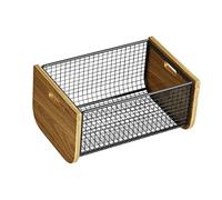 perfk Cestino portaoggetti in Filo Metallico per Alimenti, con Manici Portatili, Cestino Decorativo per Frutta da Cucina, fruttiera per di casa, M
