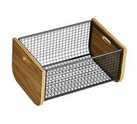 perfk Cestino portaoggetti in Filo Metallico per Alimenti, con Manici Portatili, Cestino Decorativo per Frutta da Cucina, fruttiera per di casa, L