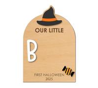 perfk con Impronta di Halloween Fai Da Te, Ricordo Little Boo, Cartello in Legno per Dei Bambini, Biglietto di Auguri per Il Compleanno, Cappello