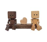 perfk Coppia di Bambole di Legno con I Piedi Tremanti, Divertenti Ornamenti a Forma di Auto, Statuetta di Legno Multiuso per La Decorazione della Scrivania, Senza Profumo