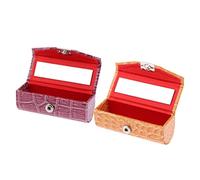 perfk Custodia per Rossetto in Pelle Donna Da Donna 2 Pezzi con Rettangolo Porta Rossetto a Specchio per Borsa Da Viaggio, Pasta di fagioli all'arancia