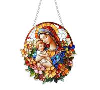 perfk Decorazione da Appendere alla Finestra, in Acrilico colorato, con Motivo Floreale, Regalo per la Festa della Mamma, per Interni, Vacanze, Camera da