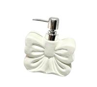 perfk Dispenser di Sapone per Le Mani con Fiocco e Pompa, Grazioso Barattolo Decorativo per liquidi, flacone di Sapone in Ceramica per Cucina e Bagno, Bianco