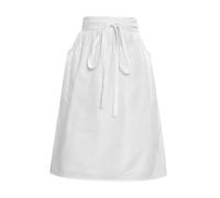 perfk Grembiule lungo bianco con tasche e lacci lunghi, grembiule in vita di colore brillante, accessorio per costume da cameriera, per cameriere, cucina