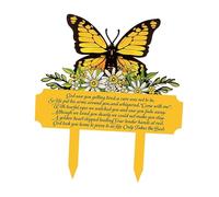 perfk Lapide commemorativa, Decorazione per cimitero, per Tomba, Cartello, palo da Giardino per Farfalle, per Cortile, Patio, Festival, Strada, Giallo