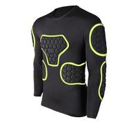 perfk Maglia protettiva a compressione da calcio, protezione per il torace con imbottitura a nido d'ape, tuta da allenamento traspirante e resistente, Size M