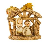 perfk Mini statuina della Natività di Natale, Statua della Sacra Famiglia, Statuetta da scrivania, presepe in Miniatura, Set per Interni ed Esterni, Oro 10x10cm