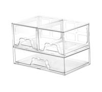 perfk Organizzatore per cassetti per il trucco da scrivania, 1 e 2 piccoli, versatile set di 3 impilabili trasparenti per l'organizzazione dei
