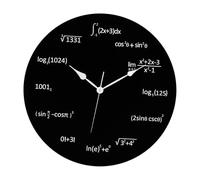 perfk Orologio da Parete 30 cm Moderno in Legno, Orologio da Lavagna Nera con Equazioni Matematiche, Silenzioso da Senza Ticchettio, Montaggio a Parete, Senza Cornice, Decorazione per la Casa