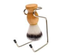 perfk Pennello Da Barba per Uomo con Supporto in Acciaio Inossidabile, Setole in Nylon Morbide E Leggere, per Papà E Marito, Manico in Legno, Kit 2 in 1