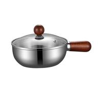 perfk Pentola per olio con coperchio, utensile da cucina multifunzionale, portatile, professionale, regalo per bollire il latte, scaldaburro, 16 Cm Argento