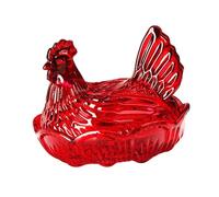 perfk Piatto per dolciumi a forma di, ciotola per frutta con coperchio, pratico contenitore per dolciumi, piatto per dessert in vetro per ufficio, Rosso