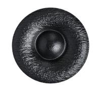 perfk Piatto per spuntini in ceramica diviso, piatto per gnocchi, vassoio riutilizzabile ed elegante con porta, da portata per antipasti, Nero