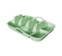 perfk Piatto per taco in silicone con manici, portatile, riutilizzabile, con divisori, per cucina, ristorante, festa, Verde