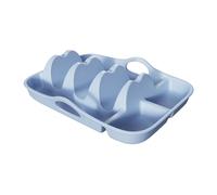 perfk Piatto per taco in silicone con manici, portatile, riutilizzabile, con divisori, per cucina, ristorante, festa, Blu
