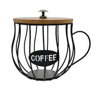 perfk Porta capsule di caffè, porta capsule di caffè a forma di tazza, robusto organizer in filo metallico per scrivania e bancone della cucina, Nero