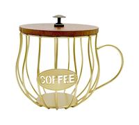perfk Porta capsule di caffè, porta capsule di caffè a forma di tazza, robusto organizer in filo metallico per scrivania e bancone della cucina, Oro