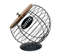 perfk Porta capsule di caffè, porta capsule di caffè espresso moderno per bar, hotel, grande capacità con coperchio in legno, cestino di caffè, Nero 20cmx21cm