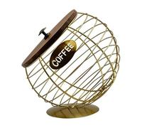 perfk Porta capsule di caffè, porta capsule di caffè espresso moderno per bar, hotel, grande capacità con coperchio in legno, cestino di caffè, Oro 20cmx21cm