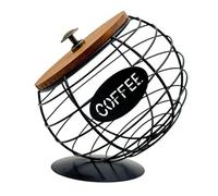 perfk Porta capsule di caffè, porta capsule di caffè espresso moderno per bar, hotel, grande capacità con coperchio in legno, cestino di caffè, Nero 12cmx16.5cm