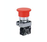 perfk Push Button Switch Pulsante Rotondo 22 Mm Interruttore Momenta reset Struttura Affidabile Lega IP65 Profondità Ridotta Cablaggio Adatto per Quadri, Red, 1NC Bc42
