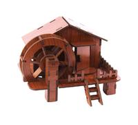 perfk Puzzle in Legno 3D Modello di casa Rompicapo Edifici Unici in Legno per capanne Decorazioni per Giocattoli da Costruzione per Bambini, Mulino ad Acqua