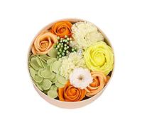 perfk Scatola di di sapone Fiore di sapone artificiali realistici in confezione regalo Ornamento di fiori simulati per Natale, arancia