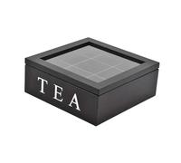 perfk Scatola portagioie con coperchio a, organizer in legno per bustine di tè, contenitore per piccoli gioielli, bustine di caffè istantaneo e, Nero