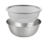 perfk Scolapasta in acciaio inossidabile 304 con set di 2 ciotole, colino da cucina, rondella, cestello scolapiatti con bacinella per verdure, frutta, 18 cm