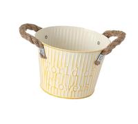 perfk Secchiello per Fiori con Manici, Vaso da Giardinaggio, Vaso da Fiori in Ferro per Fattoria, corridoio, Ingresso, Ristorante, Beige