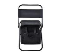 perfk Sedia da Campeggio Pieghevole Borsa frigo, Sedia da Pesca Sgabello Pieghevole Sgabello con Schienale Sgabello Pieghevole per Campeggio Patio Cortile, Nero
