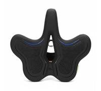 perfk Sella Bici Ventilata Ergonomica Arco Acciaio PU Pelle Diviso Senza Nasello Cuscino Memory Riduce Pressione per Viaggi su Strada Giri Estesi, Blu