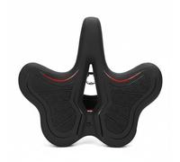 perfk Sella Bici Ventilata Ergonomica Arco Acciaio PU Pelle Diviso Senza Nasello Cuscino Memory Riduce Pressione per Viaggi su Strada Giri Estesi, Rosso