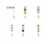 perfk Set da 6 Segnali Stradali in Miniatura con Direzionali per Diorami Educativi E Paesaggi Architettonici con Base in Acciaio Inox per Progetti di Modellismo