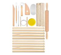 perfk Set di 20 strumenti per la scultura in ceramica e argilla, strumenti per l'intaglio della ceramica, artigianato artistico fai da te per