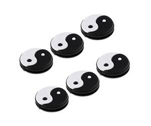 perfk Set di 6 Ammortizzatori per Racchette da Tennis, Smorzatori di Vibrazioni E Urti, con Simbolo Yin Yang, Realizzati in Materiale Resistente, Ideali Com, Nero Bianco