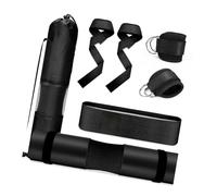 perfk Set di Cuscinetti per Squat con bilanciere, Cuscinetto Protettivo per Collo e Spalle Antiscivolo con Fascia di Resistenza, Cinturini alla Caviglia, Nero