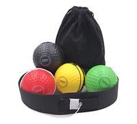 perfk Set di Fasce per La Testa con Palla da Boxe per Riflessi, Palla da Boxe per Riflessi con Borsa Portaoggetti, Migliora La velocità di Reazione, Fascia, 1 Fascia 4 Palline