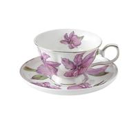 perfk Set di tazze e piattini da tè in porcellana, tazza da tè con finiture dorate, elegante servizio da, tazza da caffè, da cappuccino per il pomeridiano, 180ml