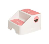 perfk Sgabello a doppio gradino con superficie antiscivolo, sgabello portatile leggero multiuso, poggiapiedi per camera da letto, Rosa