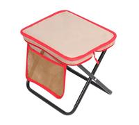 perfk Sgabello da Campeggio Pieghevole con Tasca Laterale, Sedia da Picnic Portatile, poggiapiedi, Mini Sedia Pieghevole per Barbecue in Spiaggia, Cachi E Rosso, L