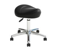 perfk Sgabello da sella in pelle PU, altezza regolabile, sedia da lavoro per massaggi multiuso, per bar, laboratori, casa, Nero