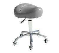 perfk Sgabello da sella Sgabello da bar Sedia ergonomica con rotelle in pelle PU Sgabelli da lavoro per massaggi Sedia da lavoro per garage Sgabello da, GRIGIO