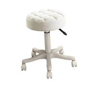perfk Sgabello rotondo rotolante Sgabelli da lavoro per massaggi Sgabello elevabile per sedie da lavoro Sgabello girevole con regolazione in altezza, bianco